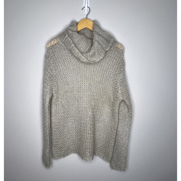 VTG The Limited Women’s Medium Open Knit Turtleneck Mohair Blend Sweater Ivory - Picture 1 of 6